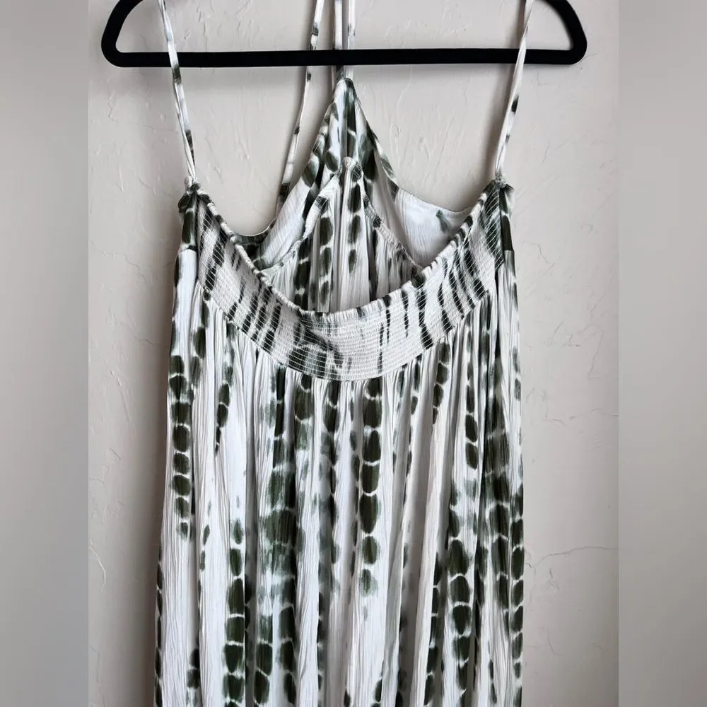 Tie-Dye Green and White Maxi Dress - Sleeveless Summer Style - Picture 5 of 7